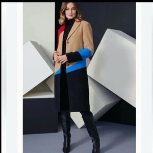 NWT Etcetera Women's  wool THECOLORBLOCK COAT Size 6